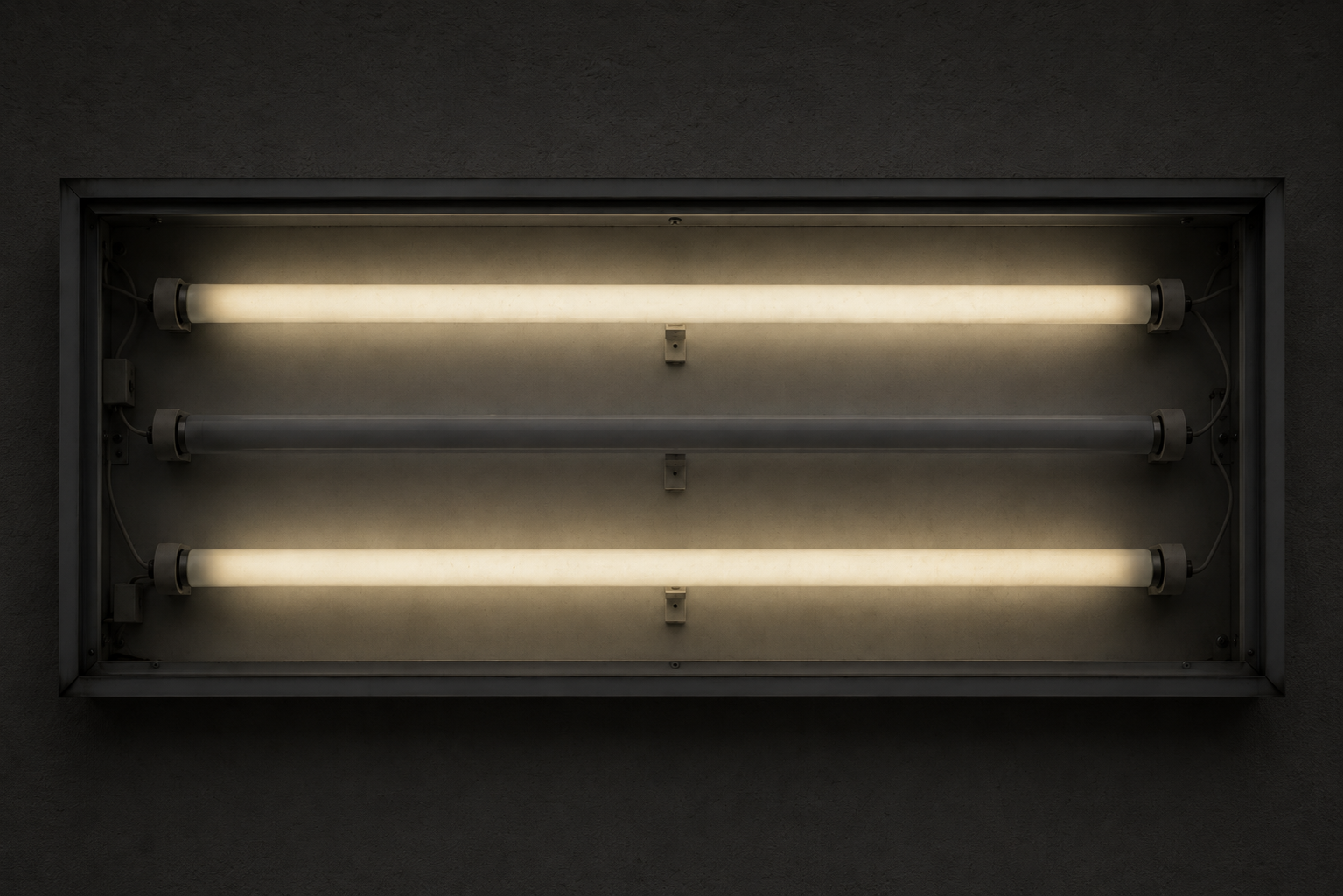 Vorher: Leuchtkasten mit alten Leuchtmitteln vor der LED-Umrüstung
